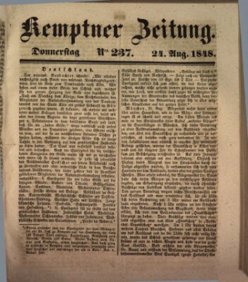 Kemptner Zeitung Donnerstag 24. August 1848