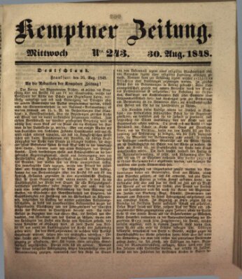 Kemptner Zeitung Mittwoch 30. August 1848