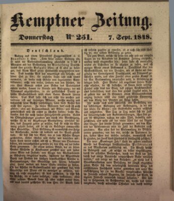 Kemptner Zeitung Donnerstag 7. September 1848