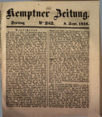 Kemptner Zeitung Freitag 8. September 1848