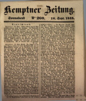 Kemptner Zeitung Samstag 16. September 1848