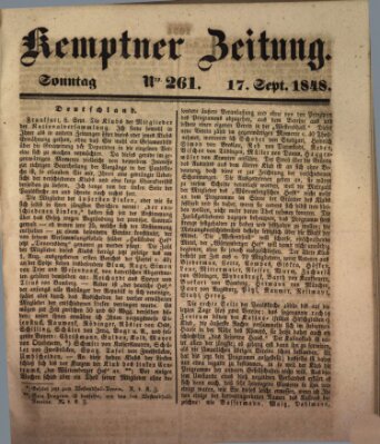 Kemptner Zeitung Sonntag 17. September 1848