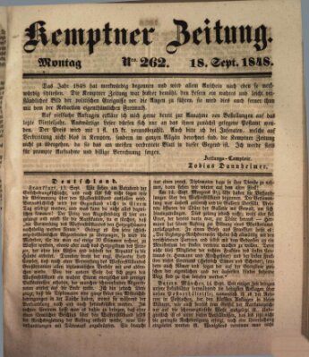 Kemptner Zeitung Montag 18. September 1848