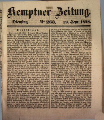 Kemptner Zeitung Dienstag 19. September 1848