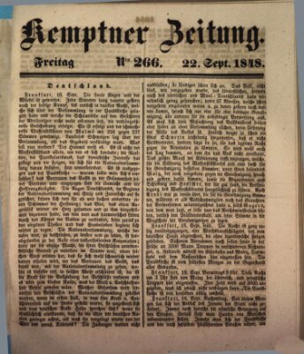 Kemptner Zeitung Freitag 22. September 1848