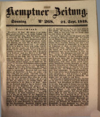 Kemptner Zeitung Sonntag 24. September 1848