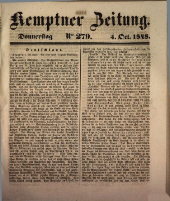 Kemptner Zeitung Donnerstag 5. Oktober 1848