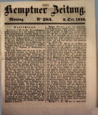 Kemptner Zeitung Montag 9. Oktober 1848