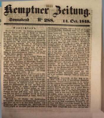 Kemptner Zeitung Samstag 14. Oktober 1848