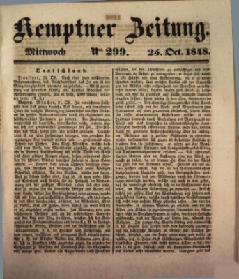 Kemptner Zeitung Mittwoch 25. Oktober 1848