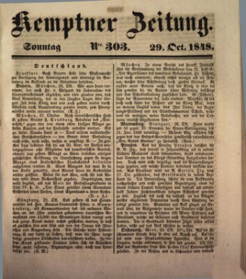 Kemptner Zeitung Sonntag 29. Oktober 1848