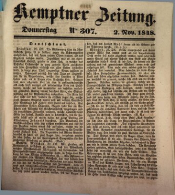 Kemptner Zeitung Donnerstag 2. November 1848