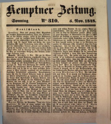 Kemptner Zeitung Sonntag 5. November 1848