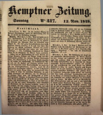 Kemptner Zeitung Sonntag 12. November 1848