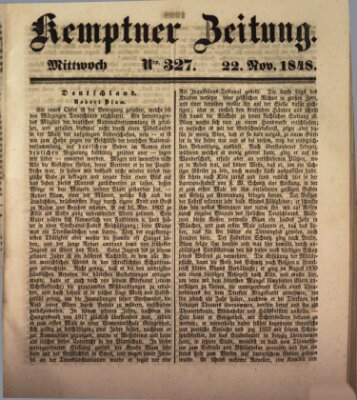 Kemptner Zeitung Mittwoch 22. November 1848