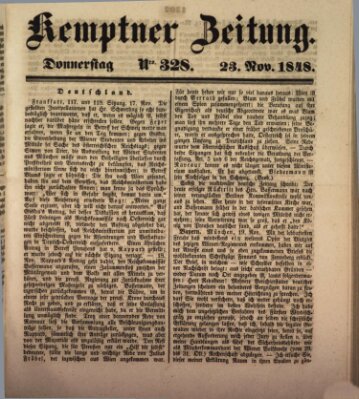 Kemptner Zeitung Donnerstag 23. November 1848