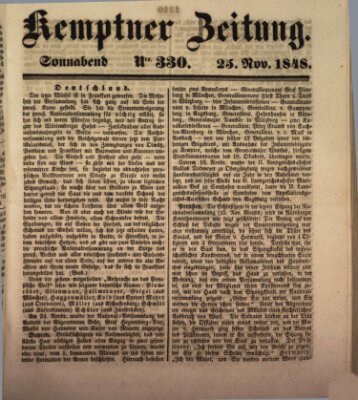 Kemptner Zeitung Samstag 25. November 1848