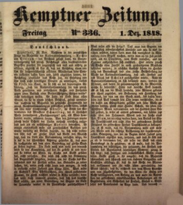 Kemptner Zeitung Freitag 1. Dezember 1848