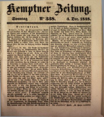 Kemptner Zeitung Sonntag 3. Dezember 1848