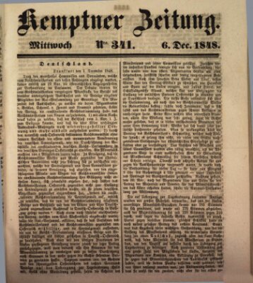 Kemptner Zeitung Mittwoch 6. Dezember 1848