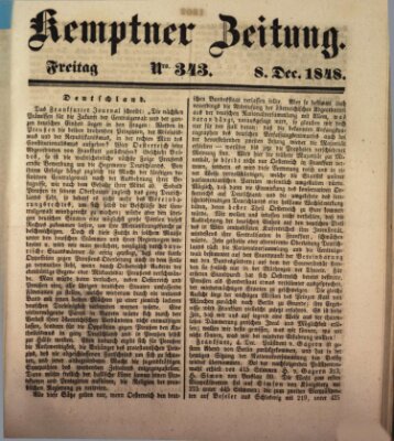 Kemptner Zeitung Freitag 8. Dezember 1848