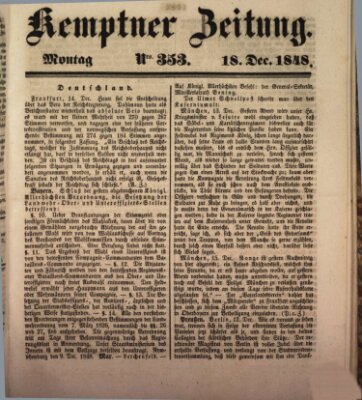 Kemptner Zeitung Montag 18. Dezember 1848