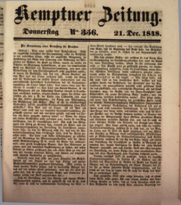 Kemptner Zeitung Donnerstag 21. Dezember 1848