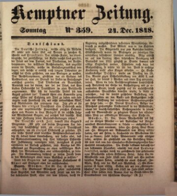 Kemptner Zeitung Sonntag 24. Dezember 1848