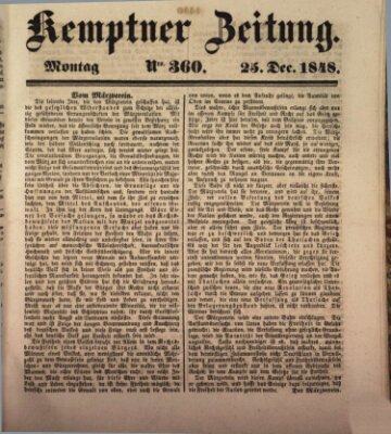 Kemptner Zeitung Montag 25. Dezember 1848