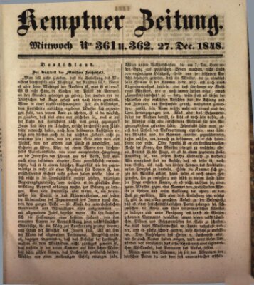 Kemptner Zeitung Mittwoch 27. Dezember 1848