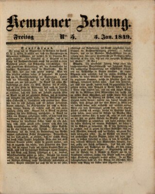 Kemptner Zeitung Freitag 5. Januar 1849