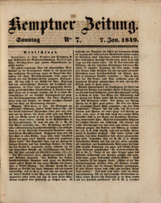 Kemptner Zeitung Sonntag 7. Januar 1849