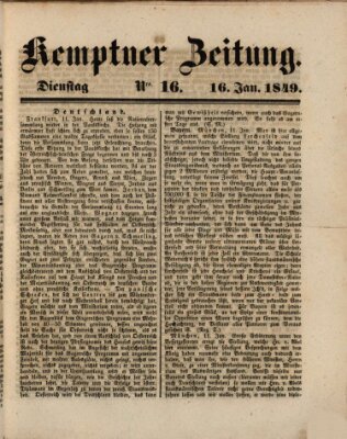 Kemptner Zeitung Dienstag 16. Januar 1849