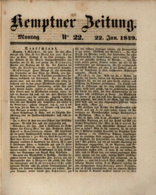 Kemptner Zeitung Montag 22. Januar 1849