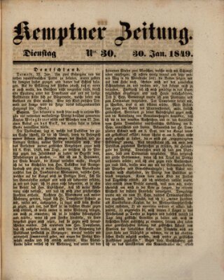 Kemptner Zeitung Dienstag 30. Januar 1849