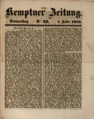 Kemptner Zeitung Donnerstag 1. Februar 1849