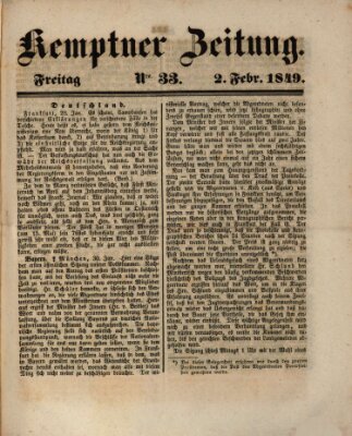 Kemptner Zeitung Freitag 2. Februar 1849