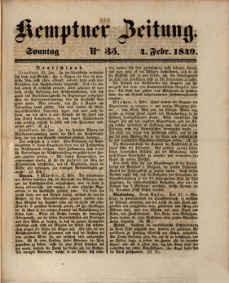 Kemptner Zeitung Sonntag 4. Februar 1849