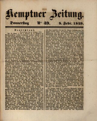 Kemptner Zeitung Donnerstag 8. Februar 1849