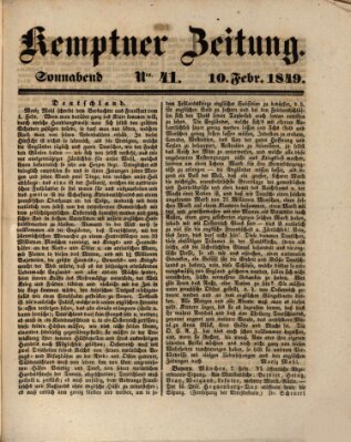 Kemptner Zeitung Samstag 10. Februar 1849