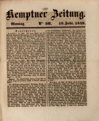 Kemptner Zeitung Montag 19. Februar 1849