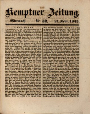 Kemptner Zeitung Mittwoch 21. Februar 1849