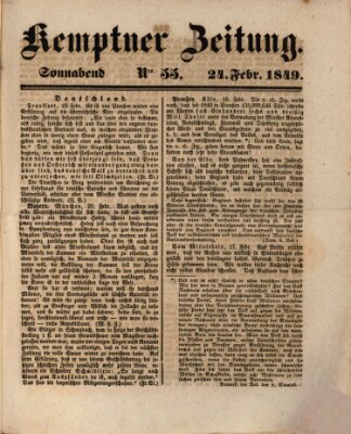 Kemptner Zeitung Samstag 24. Februar 1849