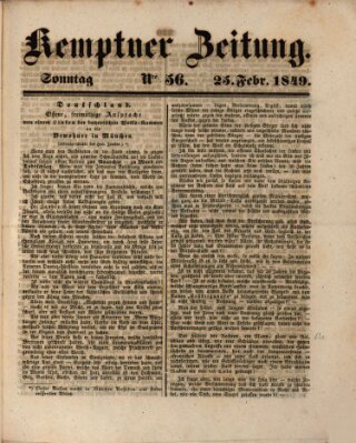 Kemptner Zeitung Sonntag 25. Februar 1849