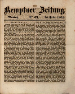 Kemptner Zeitung Montag 26. Februar 1849