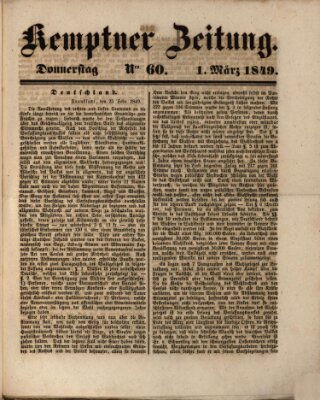 Kemptner Zeitung Donnerstag 1. März 1849
