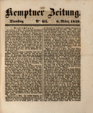 Kemptner Zeitung Dienstag 6. März 1849