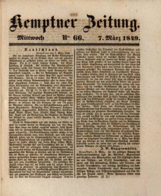 Kemptner Zeitung Mittwoch 7. März 1849