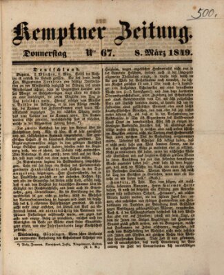 Kemptner Zeitung Donnerstag 8. März 1849