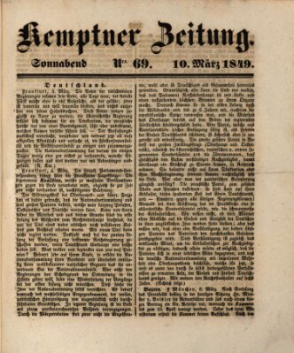 Kemptner Zeitung Samstag 10. März 1849